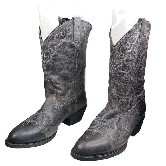 Dingo Mens Grey Leather Round Toe Western Cowboy Boots Size US 11.5 EW main image 4